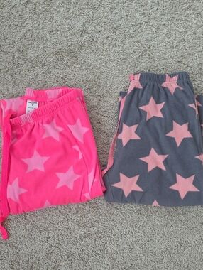 Women's Star-Print Fleece Pajama Pants - Pink & Gray